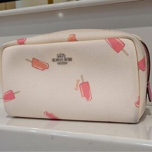 🍦💄 Authentic Coach Leather Popsicle Print Makeup & Toiletry Bag 💄🍦